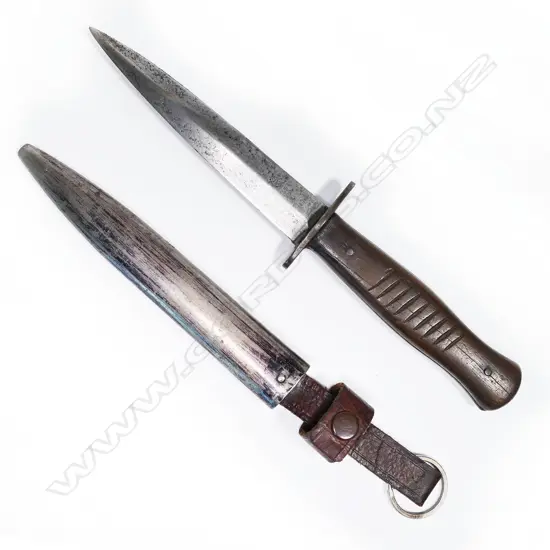 WWI German fighting knife by Hugo Koller Solingen with scabbard. L.270mm
