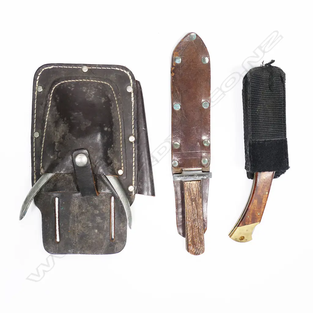Seven + one assorted civilian knives & military pruning knife. Some with scabbards. Lgst 300mm Image 1++
