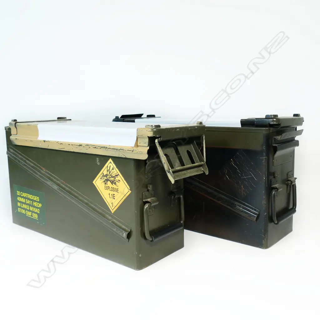 Two vintage metal ammunition cases. 470 x 160 x 270mm Image 1++