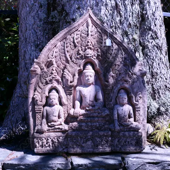 An Indian carved reconstituted figured panel