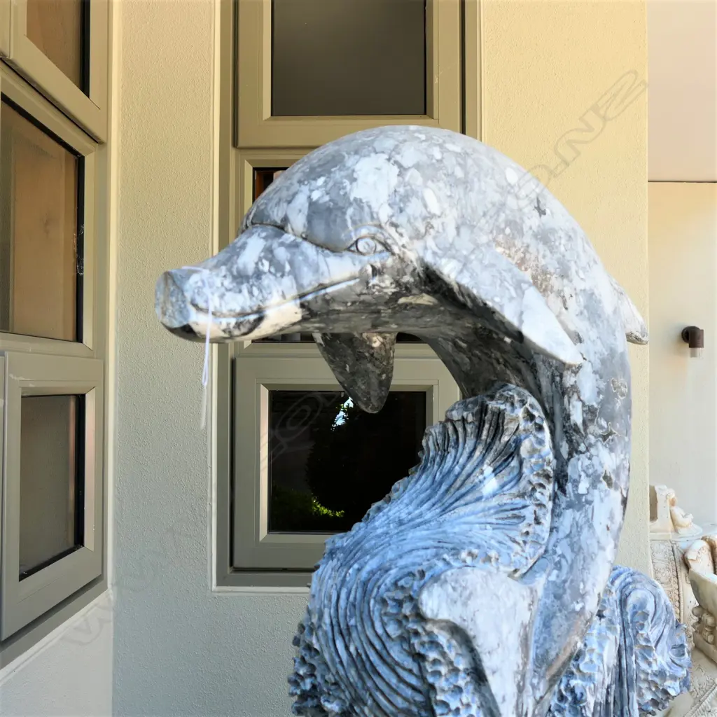 A tall carved marble dolphin sculpture Image 1++