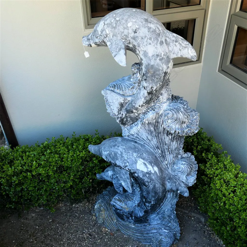 A tall carved marble dolphin sculpture Image 1++