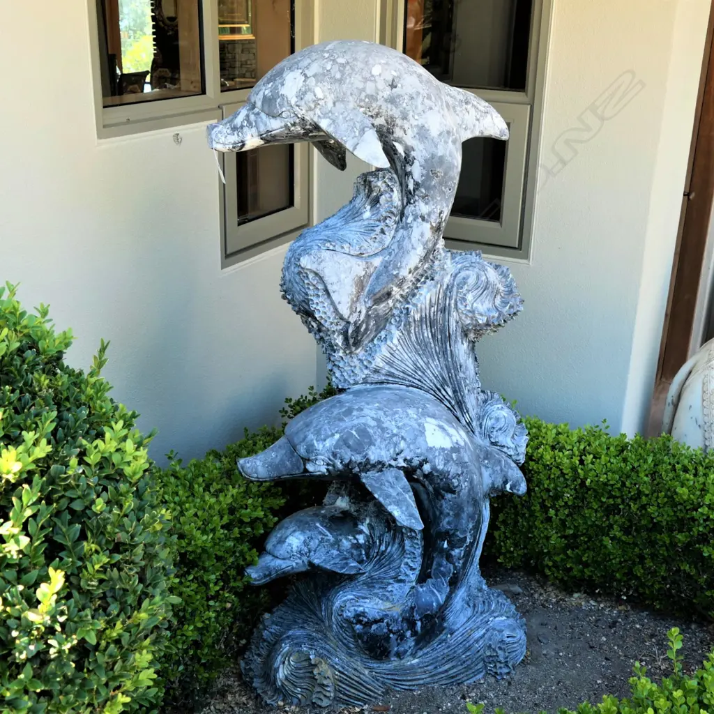 A tall carved marble dolphin sculpture Image 1++