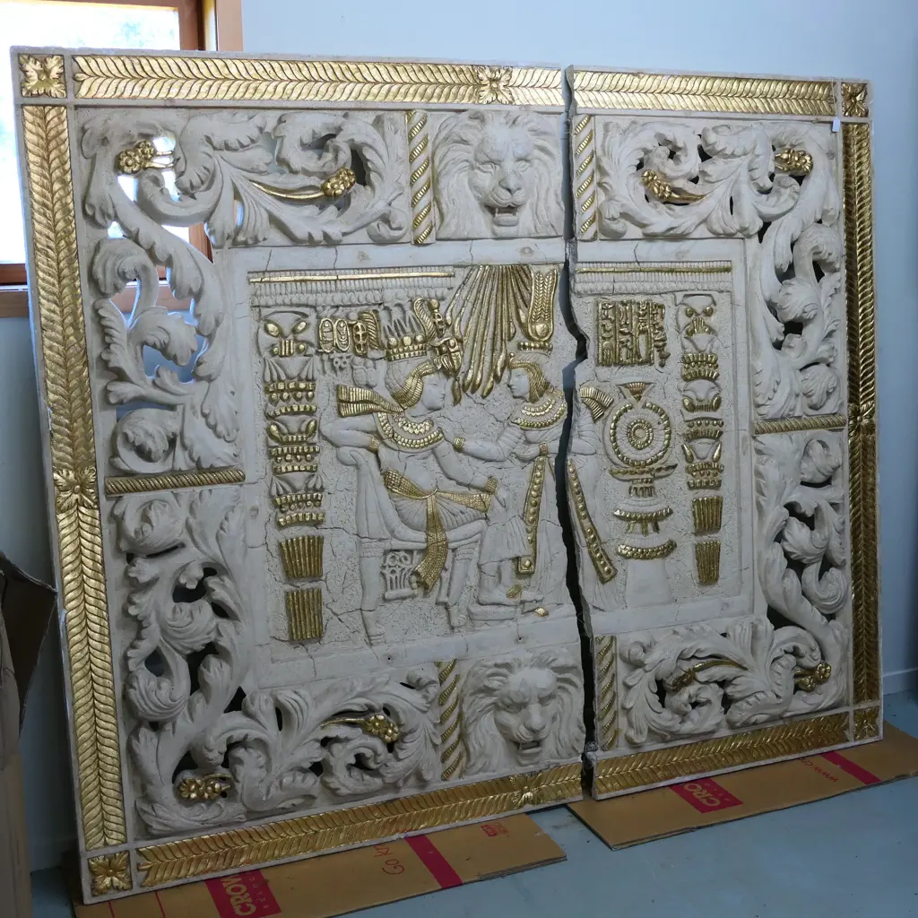 A large Egyptian style reconstituted marble/stone wall panel Image 1++