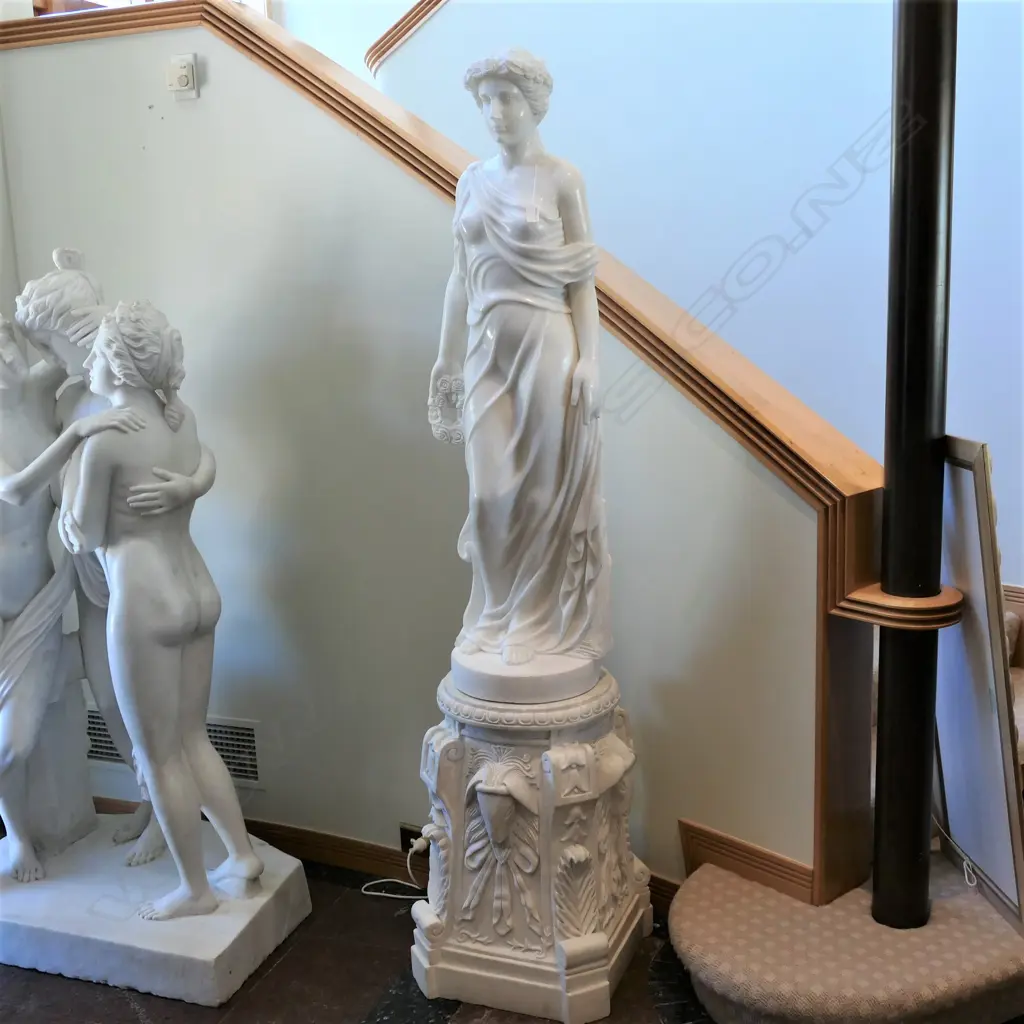 A classical tall roman carved marble standing woman Image 1++