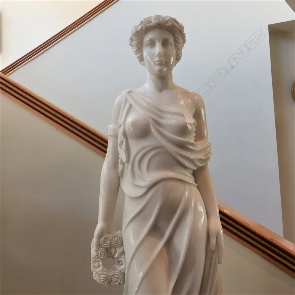 A classical tall roman carved marble standing woman Image 1++