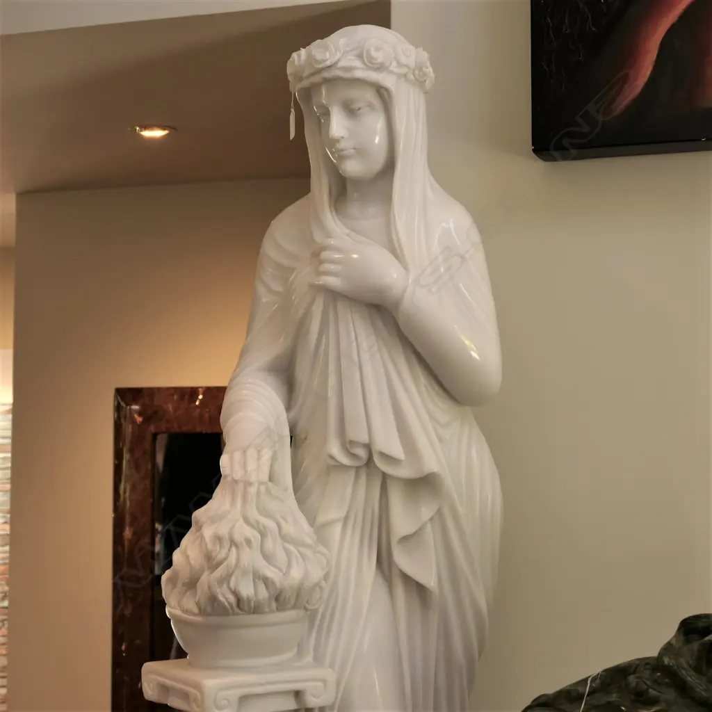 A classical tall carved marble vestal virgin Image 1++