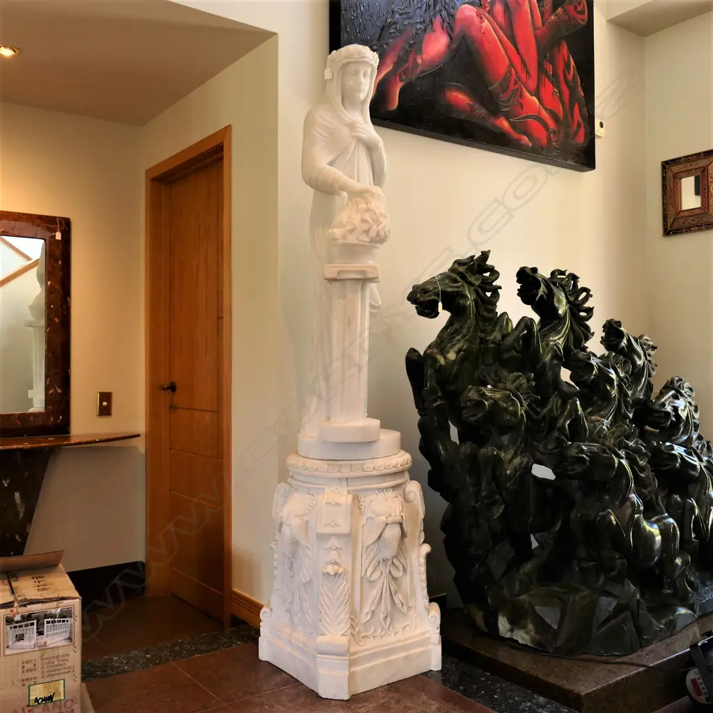 A classical tall carved marble vestal virgin Image 1++