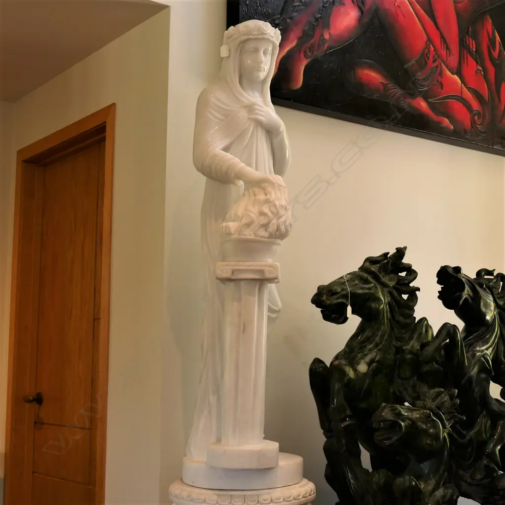 A classical tall carved marble vestal virgin Image 1++