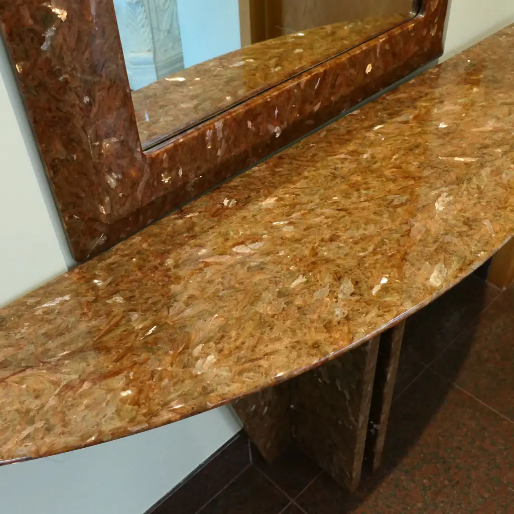 1990's faux marble mirrored console H.1630mm Image 1++
