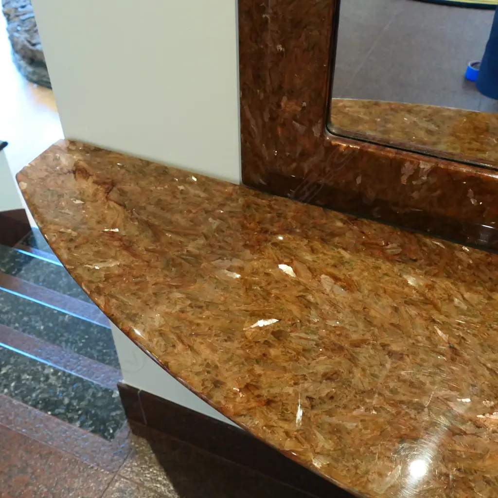 1990's faux marble mirrored console H.1630mm Image 1++