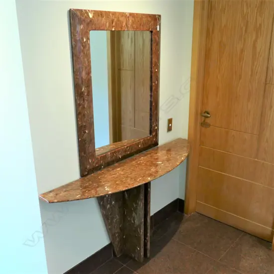 1990's faux marble mirrored console H.1630mm