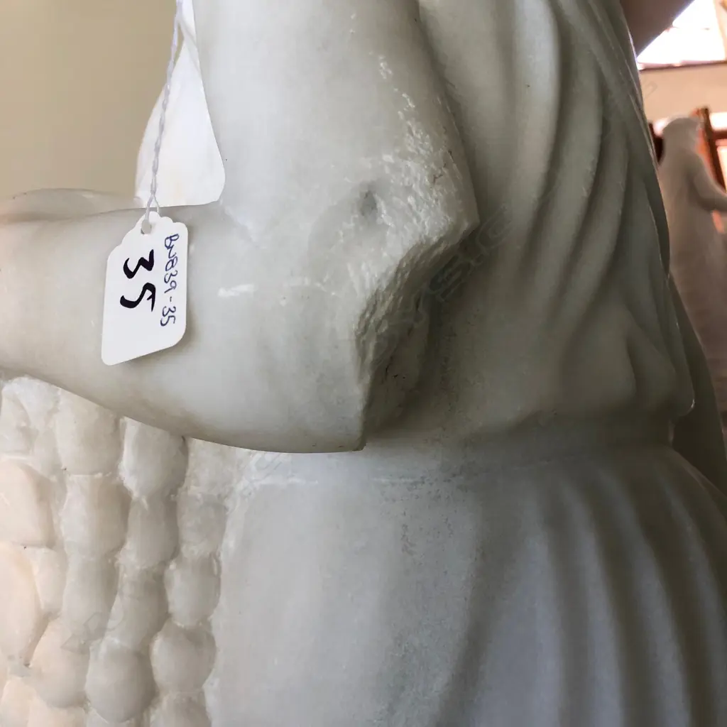 A tall classical carved white marble harvest goddess Image 1++