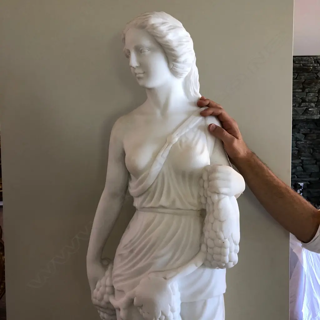 A tall classical carved white marble harvest goddess Image 1++