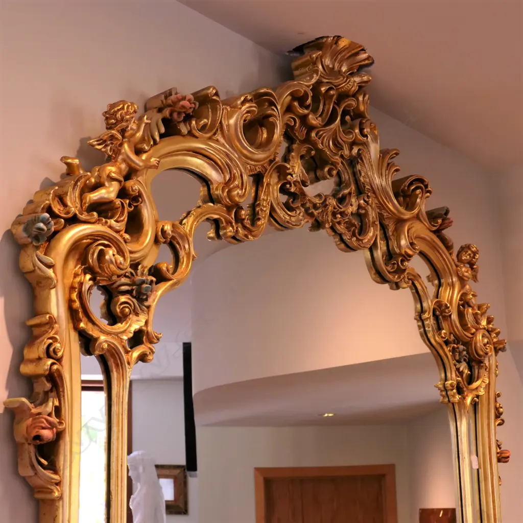 A rococo gilt and marble large mirrored console table Image 1++