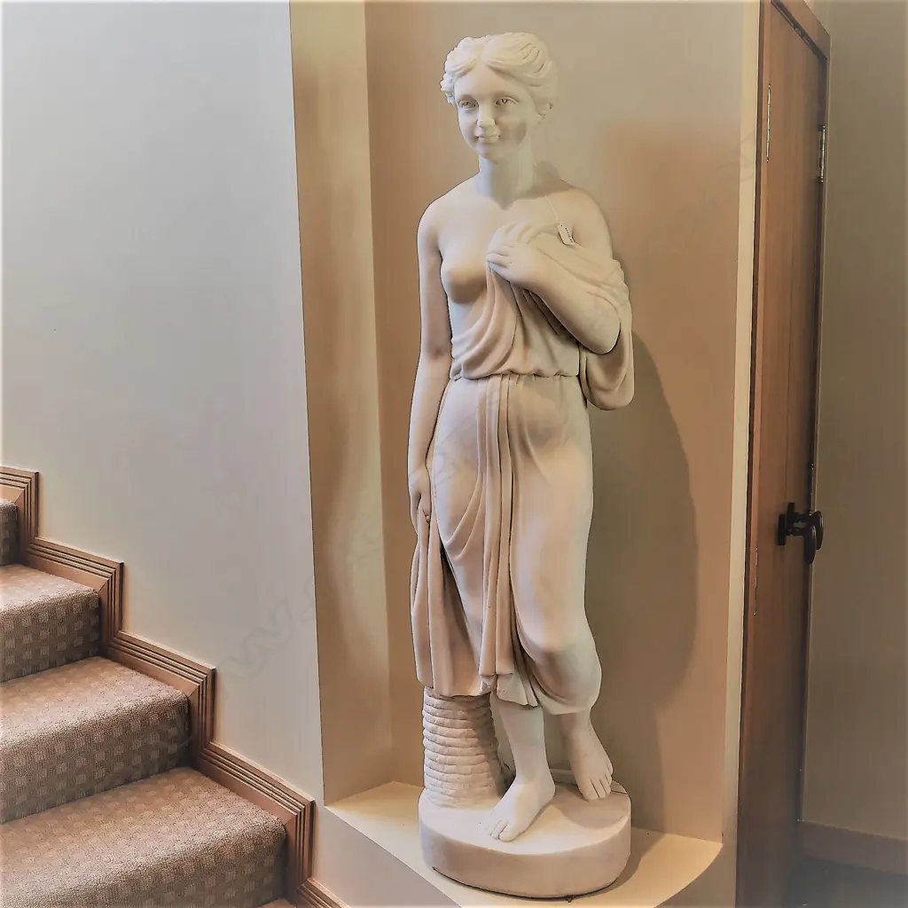 A tall classical carved white marble goddess Image 1++