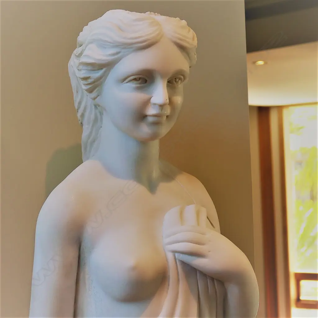 A tall classical carved white marble goddess Image 1++