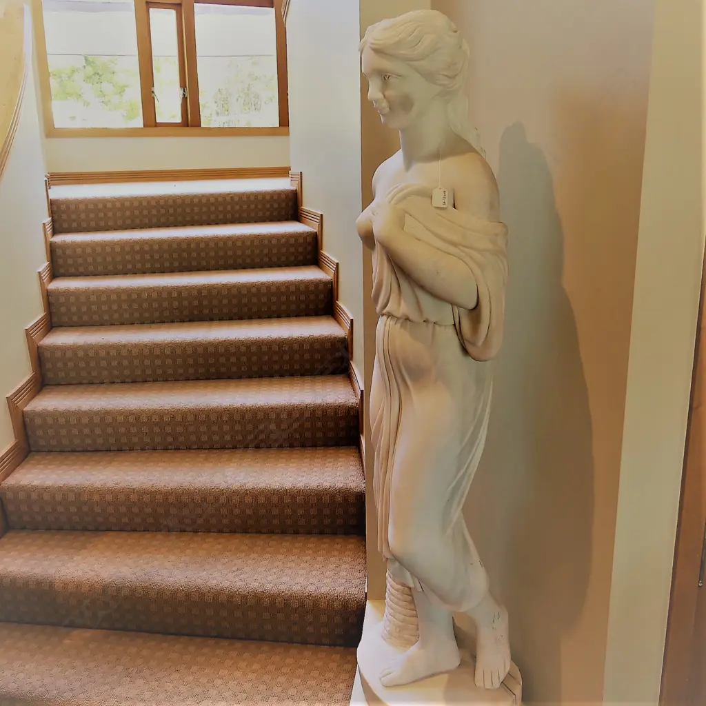 A tall classical carved white marble goddess Image 1++