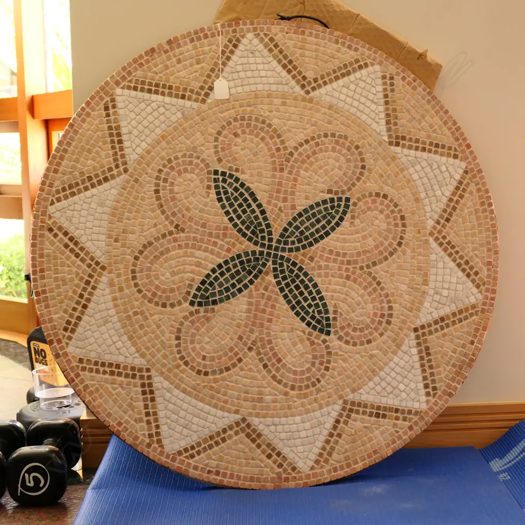 A circular mosaic tiled wall hanging Image 1++