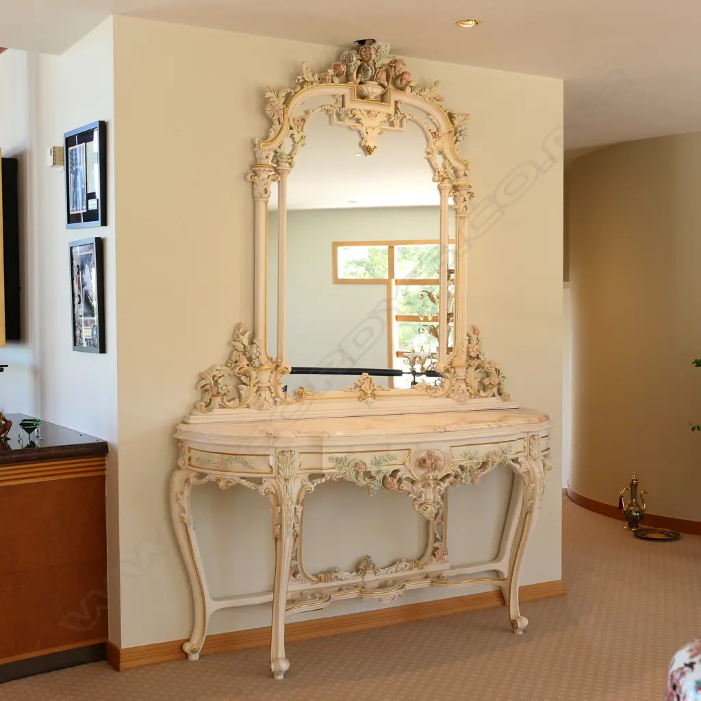 A contemporary antique style Venetian mirrored console Image 1++