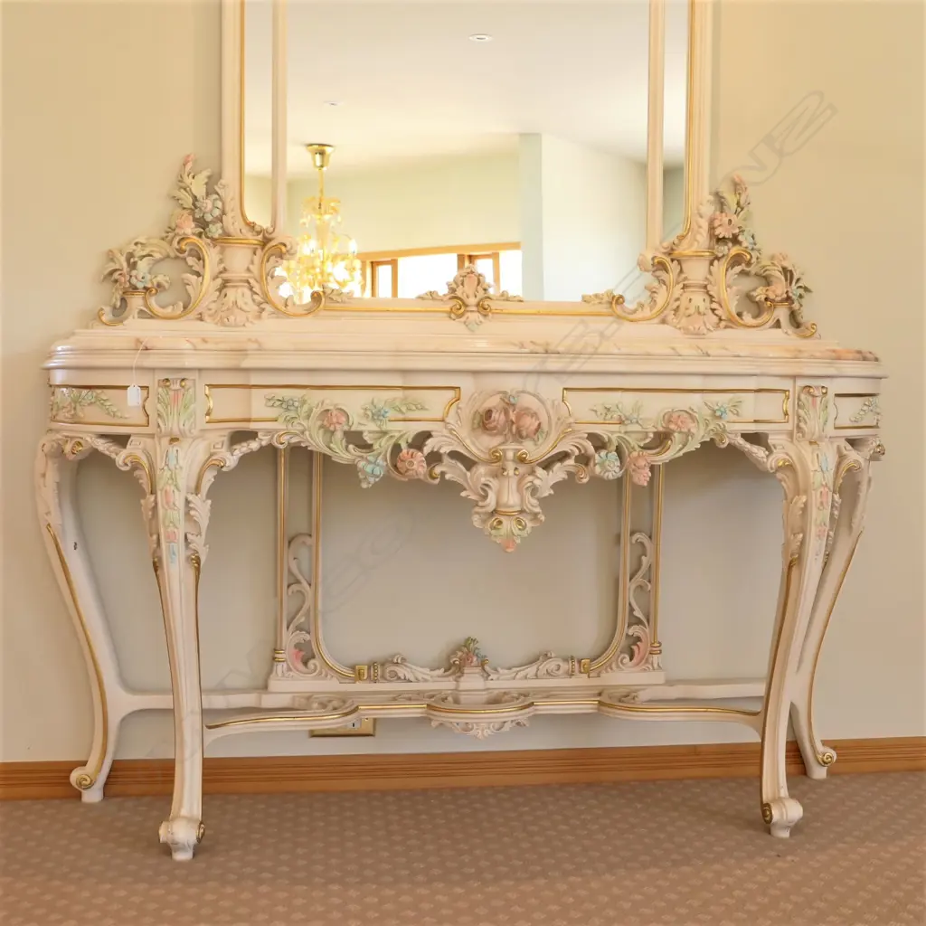 A contemporary antique style Venetian mirrored console Image 1++
