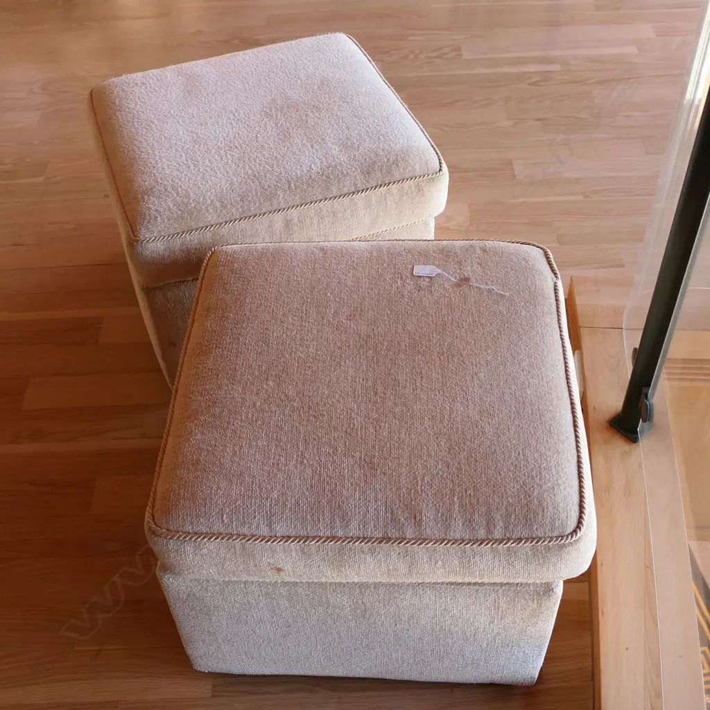Two upholstered square ottomans Image 1++