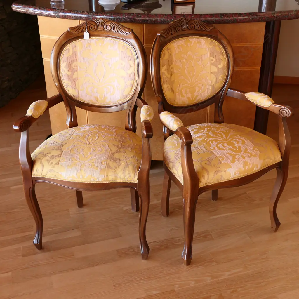 A pair French style bergère armchairs Image 1++