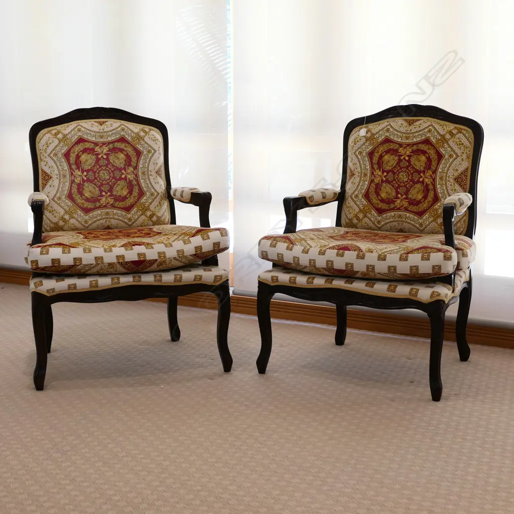 A pair French style bergère armchairs Image 1++