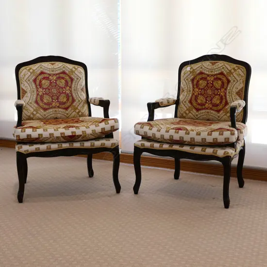 A pair French style bergère armchairs