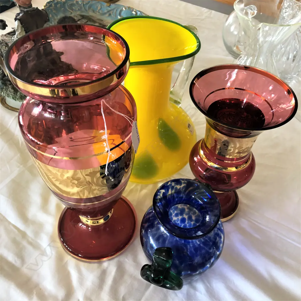 4 COLOURED GLASS PCES Image 1++