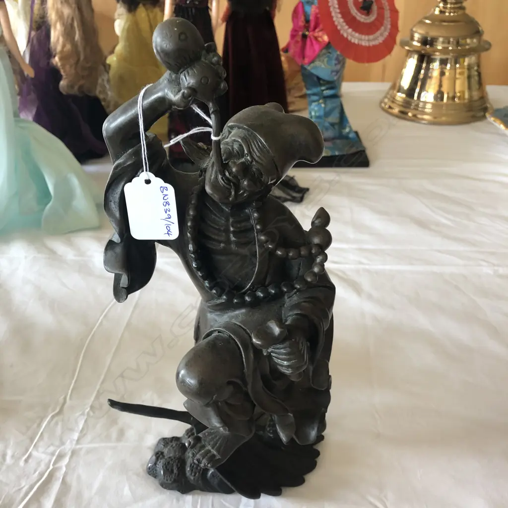 CHINESE BRONZE FIGURE DRINKING FROM A GOURD H.300mm Image 1++