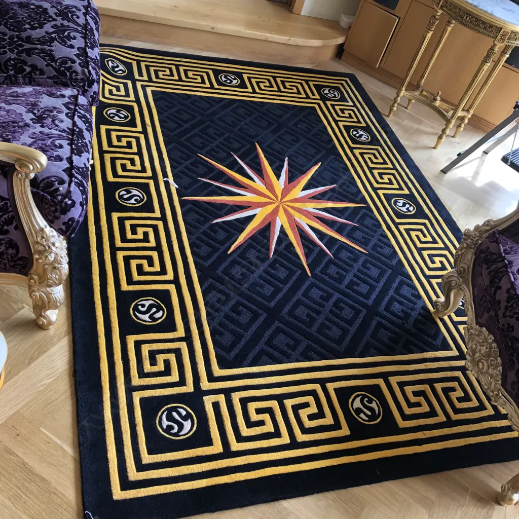 'DESIGNER RUGS' HAND TUFTED 'GREEK KEYLOCK STAR' RUG.. Image 1++