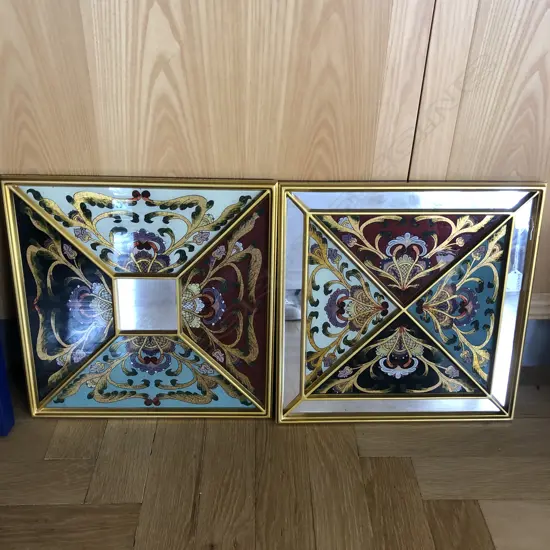 2 'FLORENTINE' PANELED MIRRORS. 400X400mm