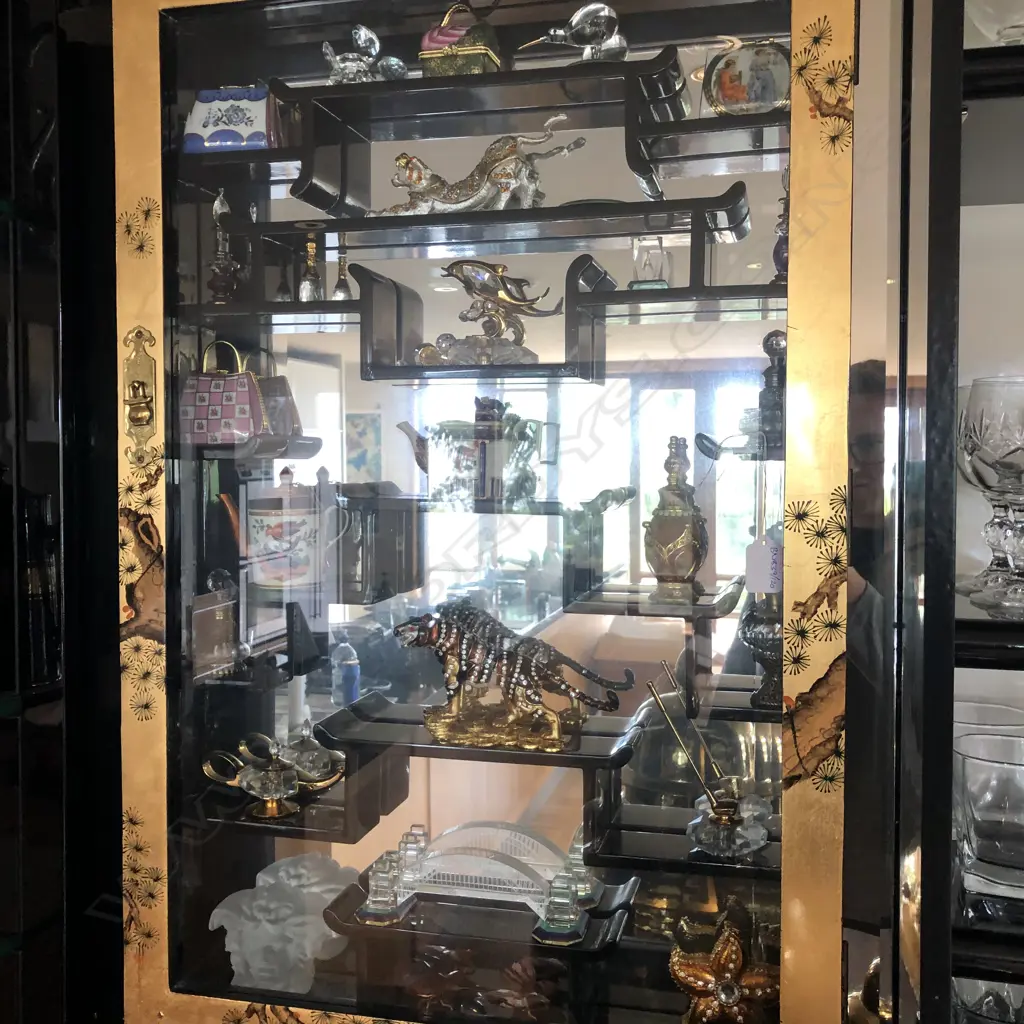 CHINESE LACQUERED DISPLAY CABINET & CONTENTS... Image 1++