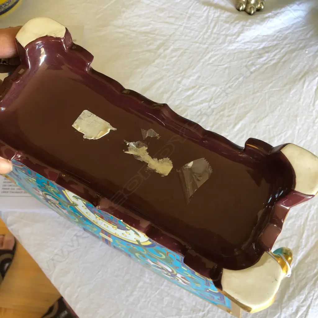 MINTON CHRISTOPHER DRESSER STYLE VASE 5 SPOUTS. UNMARKED. WIDTH 300mm Image 1++