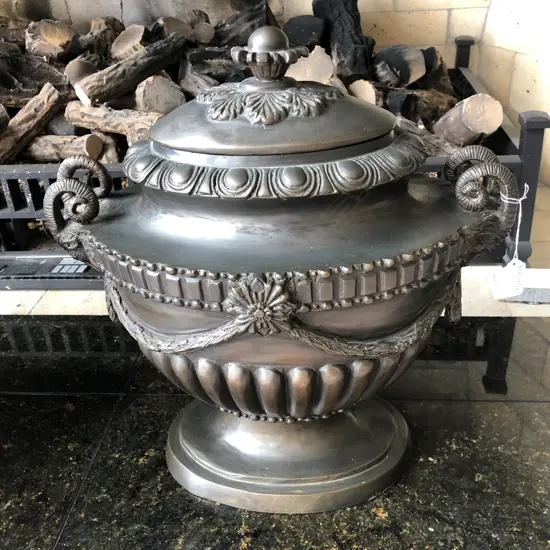 MODERN FRENCH STYLE BRASS/BRONZE LIDDED URN H.430mm