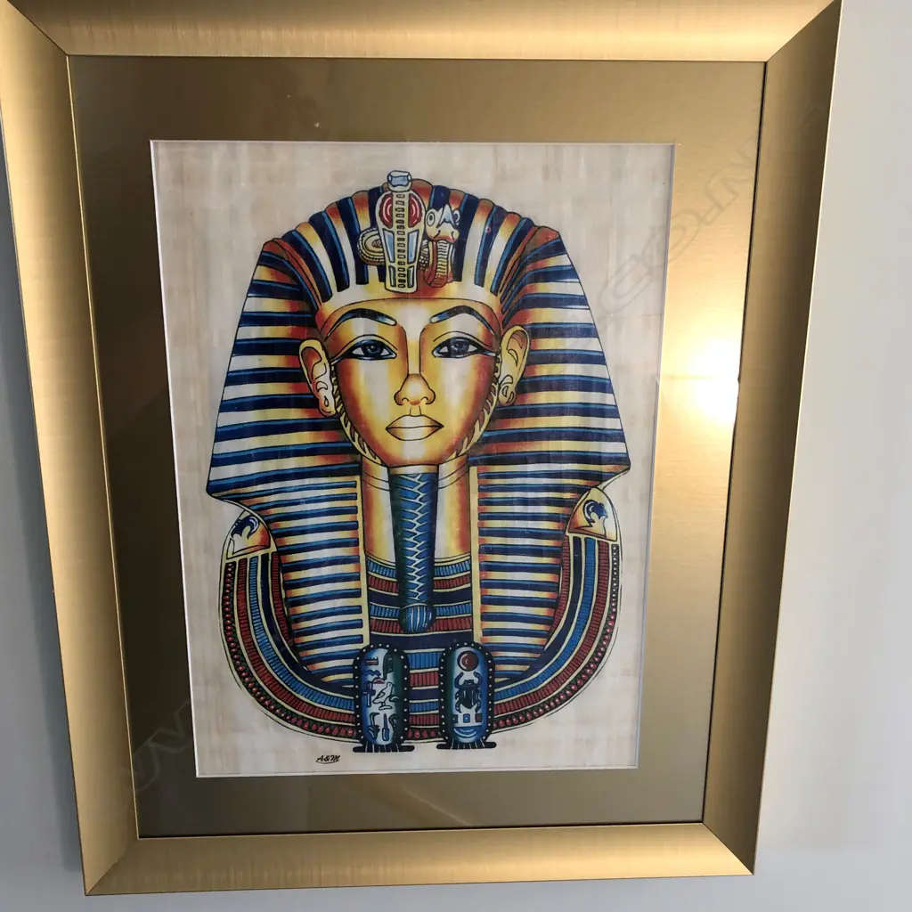 EGYPTIAN MODERN FRAMED ARTWORK 'A&M' IN GILT FRAME, 440 X 340MM Image 1++