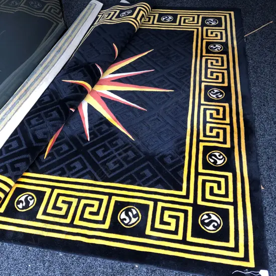 LGE 'SUMMIT' 100% NZ WOOL RUG 'GREEK KEYLOCK STAR' 2400 X 2400mm