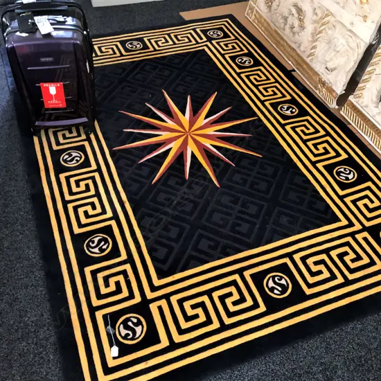 LGE 'SUMMIT' 100% NZ WOOL RUG 'GREEK KEYLOCK STAR' 1700 X 2400mm