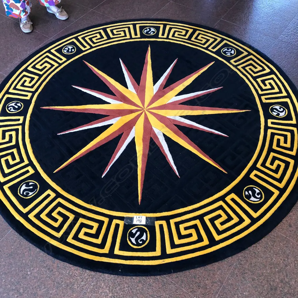 ROUND 'DESIGNER RUGS STARBURST RUG. NZ WOOL, DIA. 2100MM Image 1++