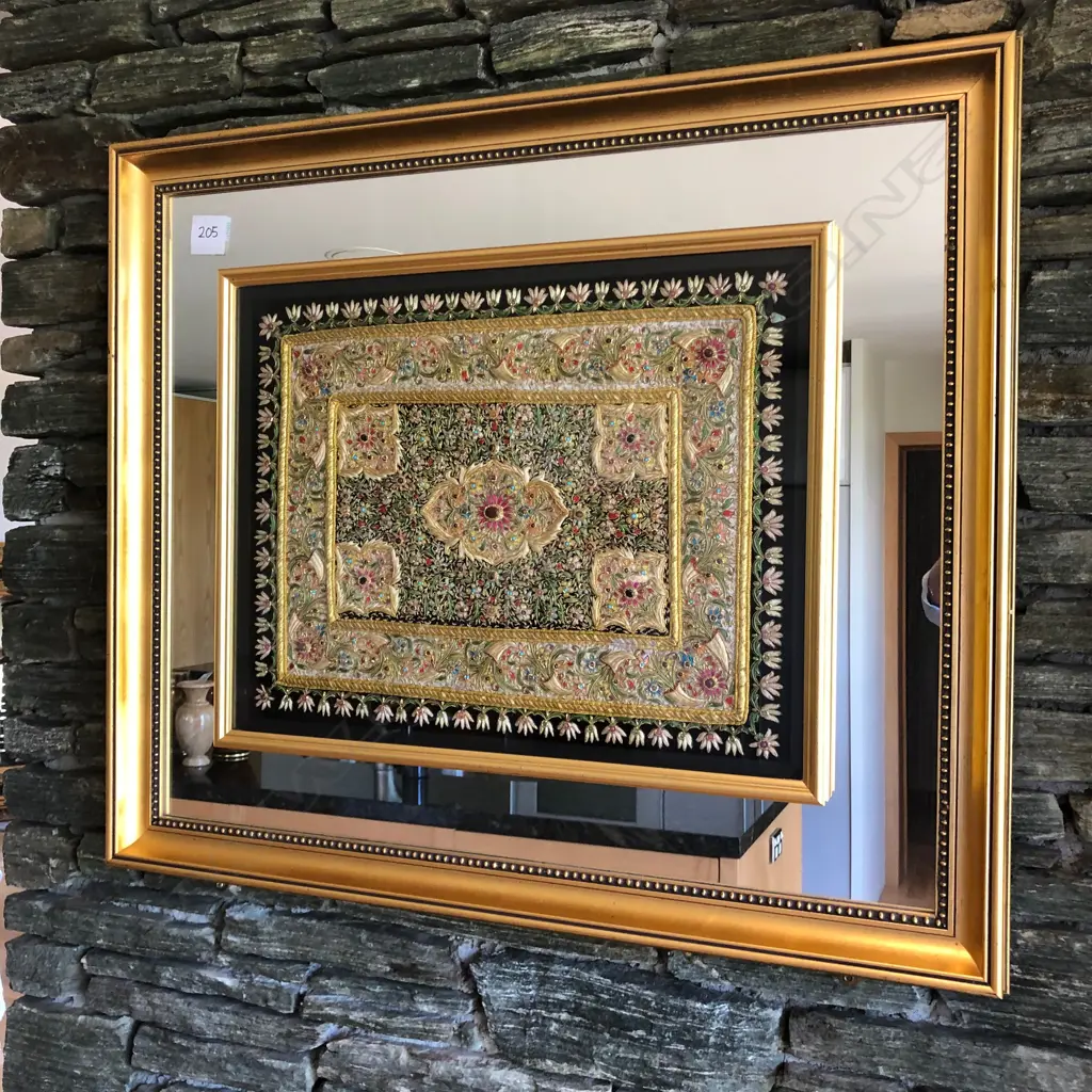 LGE GILT WALL MIRROR TEXTILE CENTER 980X835mm Image 1++