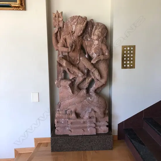 LGE INDIAN CARVED FLOOR STANDING SCULPTURE...