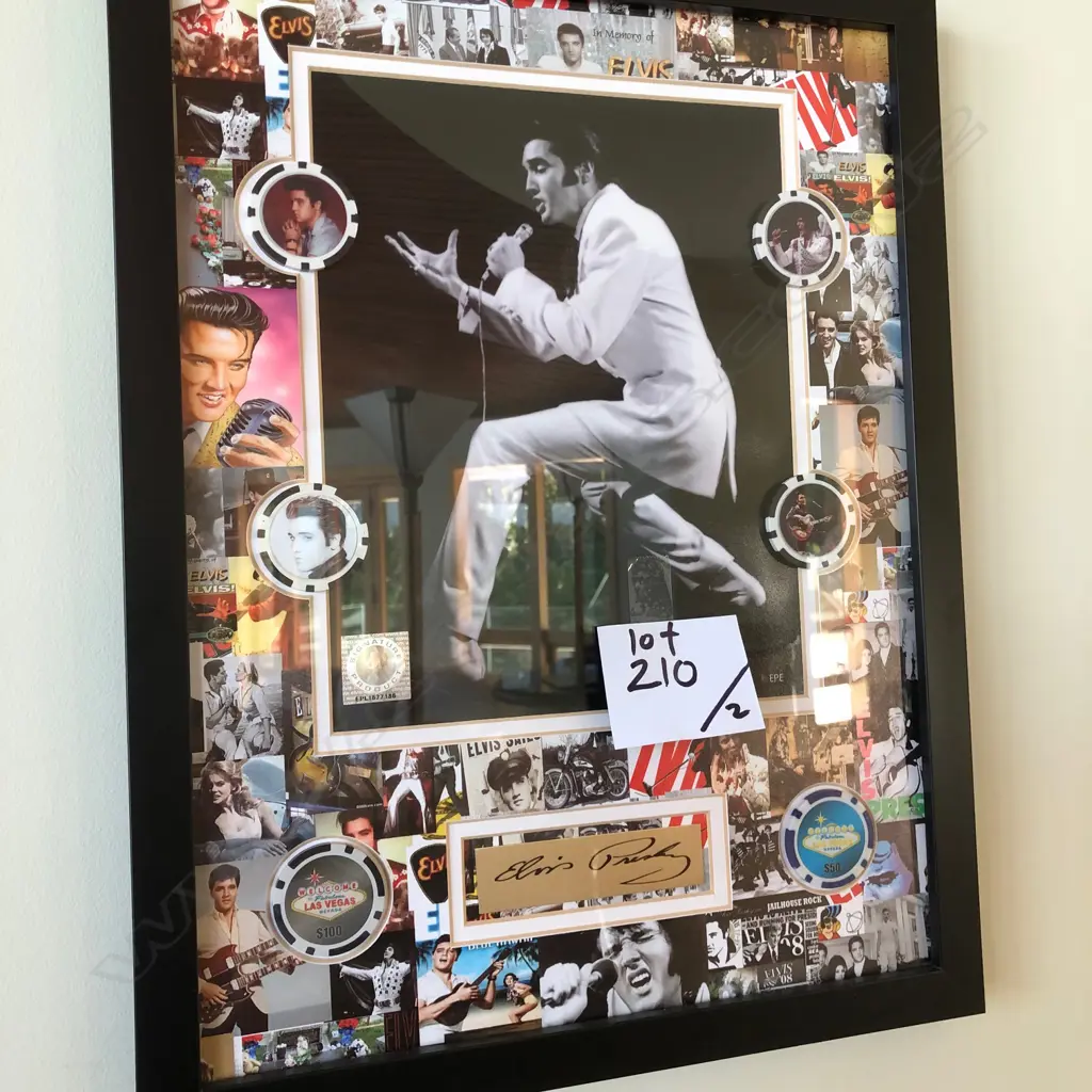 2 FRAMED MUSICAL MEMORIALS BEATLES & ELVIS Image 1++