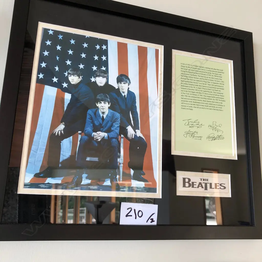 2 FRAMED MUSICAL MEMORIALS BEATLES & ELVIS Image 1++