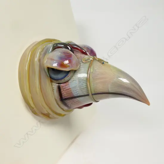 Richard Clements Chameleon Glass sculpted art glass stylised bird head 'Animal of unknown origin',