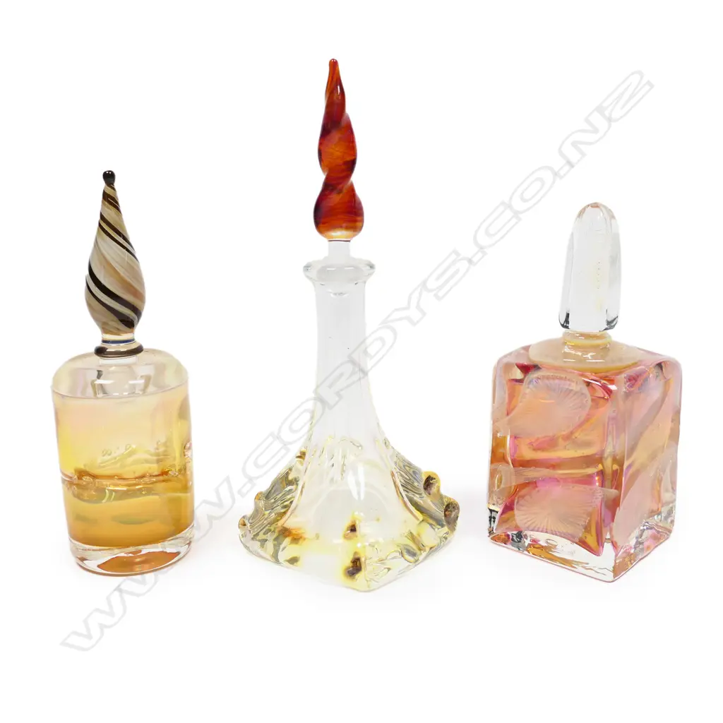 Three Richard Clements attributed art glass scent bottles, Image 1++