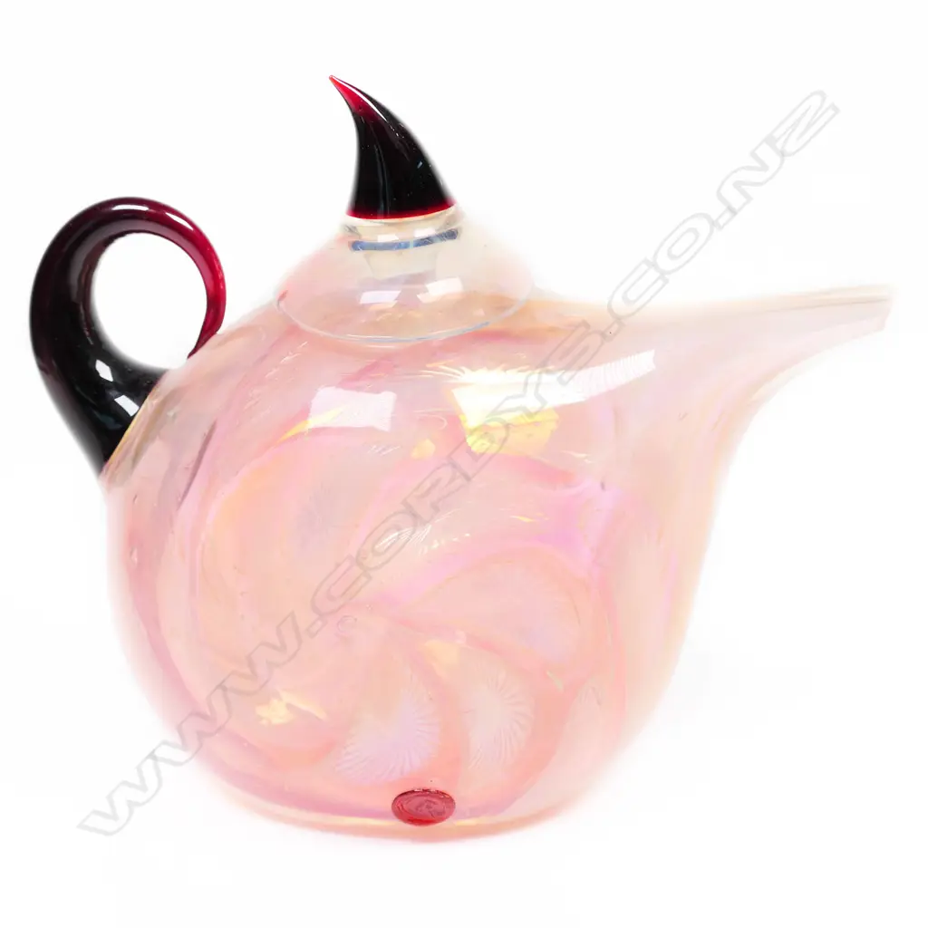 Richard Clements lustrous art glass small teapot, Image 1++