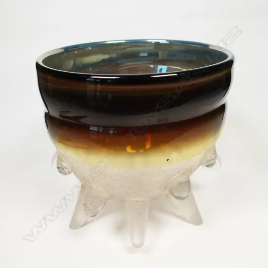 Neal Drobnis (Rhode Is. USA) cast and blown art glass bowl,