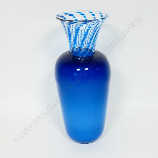 John Penman 1997 blue art glass vase,