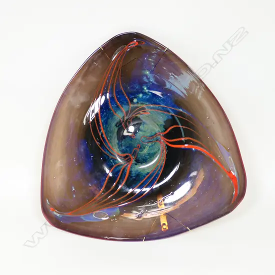 Art glass triangular form platter,